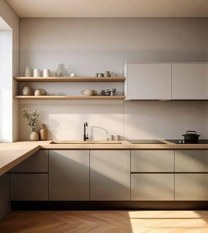 Modern handleless kitchen cabinets