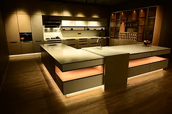 Custom 3D Rendering of Modular Kitchen Design Tailored to Your Vision